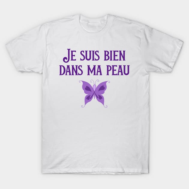 Inspirational Recovery Gift French Purple Ribbon Eating Disorder Gift T-Shirt by InnerMagic